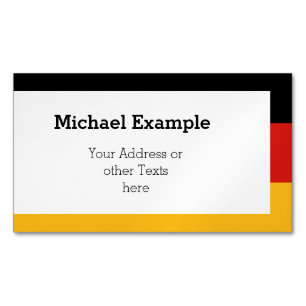 DEUTSCHE FLAGFARBEN + Ihr Text & Ideen Magnetische Visitenkarte