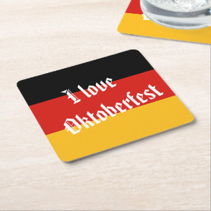 DEUTSCHE FLAGFARBEN + Ihre Ideen Rechteckiger Pappuntersetzer