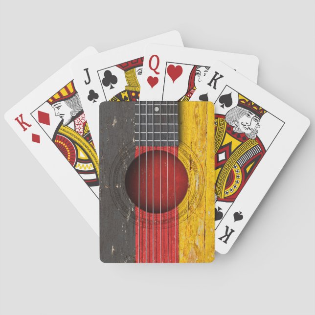 Deutsche Flagge auf alter Akustikgitarre Spielkarten (Rückseite)