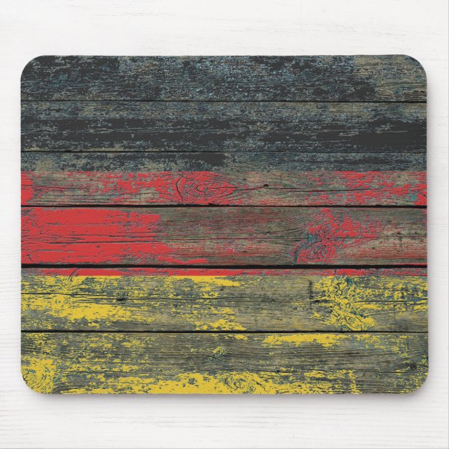 Deutsche Flagge auf rauem Holz verschalt Effekt Mousepad (Vorne)