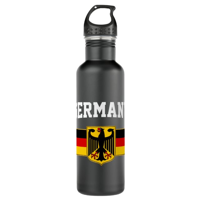 Deutsche Flagge Deutschland Langschläfer Edelstahlflasche (Vorderseite)