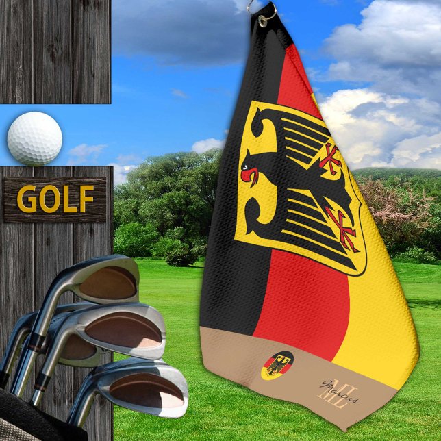 Deutsche Flagge, Deutschland, mit Monogramm Golf D Golfhandtuch (Von Creator hochgeladen)