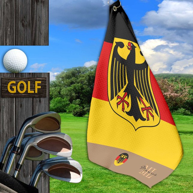 Deutsche Flagge & Deutschland, mit Monogramm Golfh Golfhandtuch (Von Creator hochgeladen)