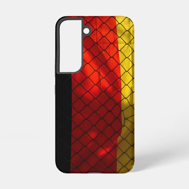 Deutsche Flagge hinter Kettenverbindungszaun Samsung Galaxy Hülle (Rückseite)