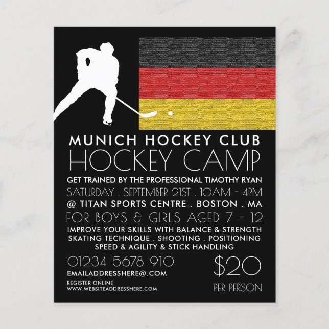 Deutsche Flagge, Hockey-Spieler, Camp-Werbe-Flyer Flyer (Vorne)