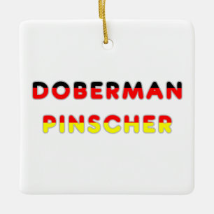 Deutsche Flagge im Namen des Doberman pinscher Keramikornament