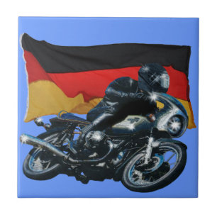 Deutsche Flagge & Motorradfahrer Fliese