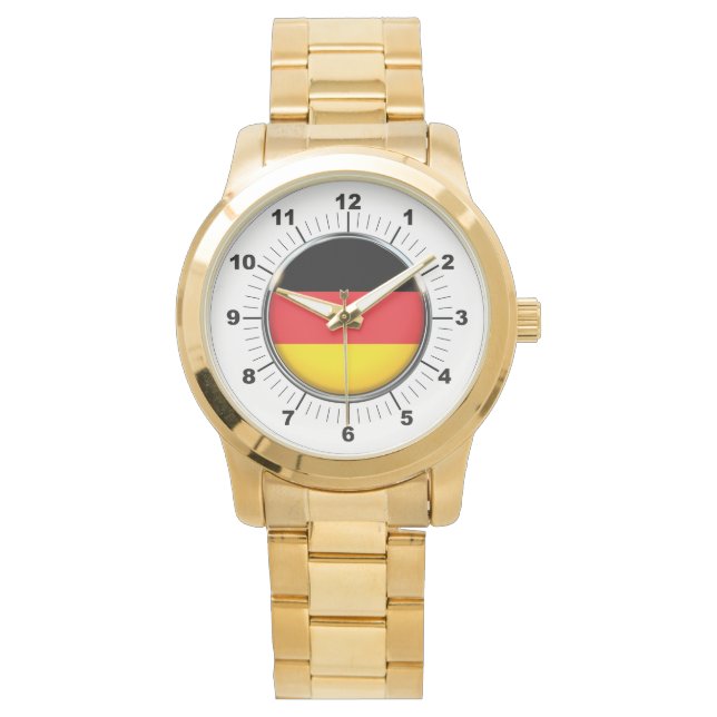Deutsche Flagge Oversized Gold Bracelet Watch Armbanduhr (Vorderseite)