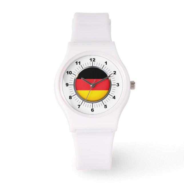 Deutsche Flagge Sporty White Silicon Watch Armbanduhr (Vorderseite)