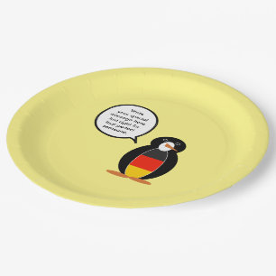 Deutsche Flagge sprechende Ms. Penguin Personalisi Pappteller