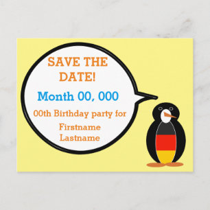 Deutsche Flagge Vortrag Frau Penguin Ankündigungspostkarte