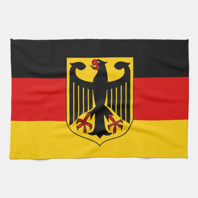Deutsche Flagge & Wappen, Deutschland/Sportfans Geschirrtuch (Horizontal)