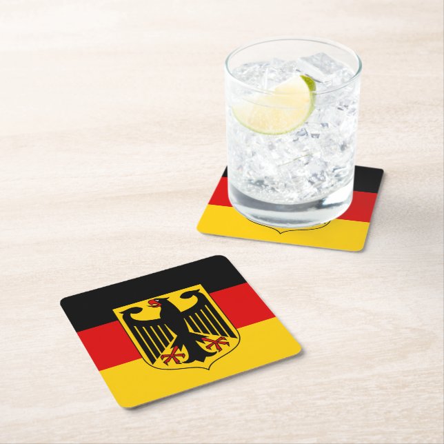 Deutsche Flagge & Wappen, Deutschland/Sportfans Rechteckiger Pappuntersetzer (Vor Ort)