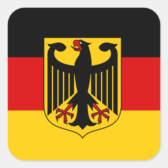 Deutsche Flagge & Wappen, Flagge Deutschlands Quadratischer Aufkleber (Vorderseite)