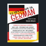 Deutsche Flagge, Werbung für Deutschkurse Flyer<br><div class="desc">Flyer der Werbung für Deutschsprachige  mit deutscher Flagge im Visitenkartengeschäft.</div>