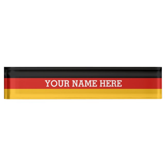 DEUTSCHE FLAGGEN-FARBEN + Ihr Text Namensplakette (Vorderseite)