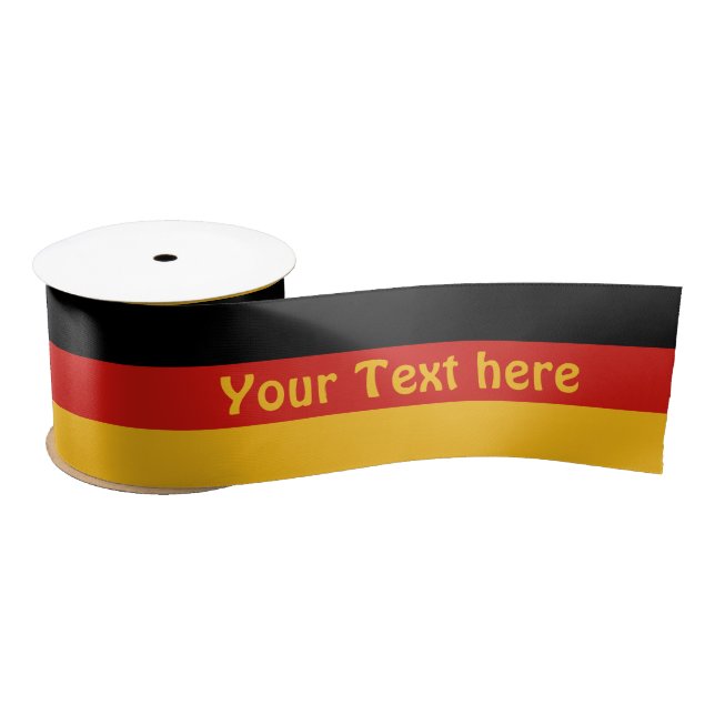 DEUTSCHE FLAGGEN-FARBEN + Ihr Text Satinband (Spule)