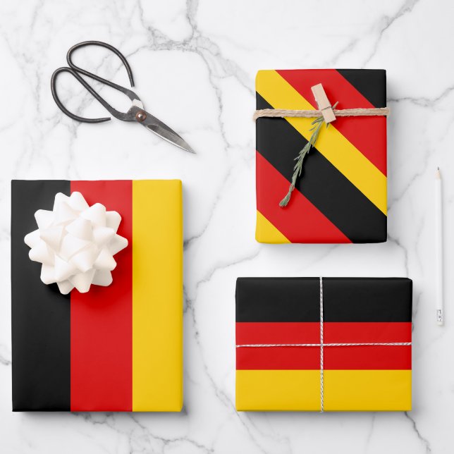 Deutsche Flaggen Farben Schwarzes Gold  Geschenkpapier Set (Vorderseite)