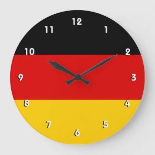 Deutsche Flaggen-Wanduhr mit Zahlen Große Wanduhr