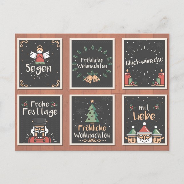 DEUTSCHE FRÖHLICHE WEIHNACHTEN CHRISTMAS CARD SET (Vorderseite)
