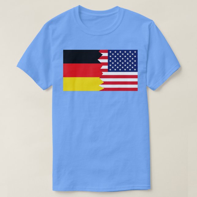 Deutsche Halbdeutsche Flagge Halbamerikanische Fla T-Shirt (Design vorne)