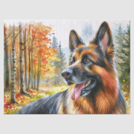 Deutsche Hirte Herbstsaison Wasserfarbe Seidenpapier