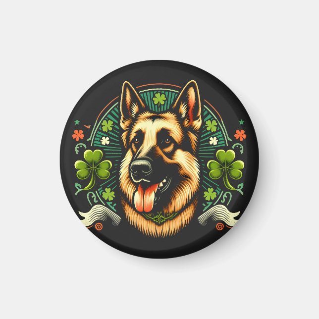 Deutsche Hirte St Patrick's Day Shepherd Dog Gesch Magnet (Vorne)