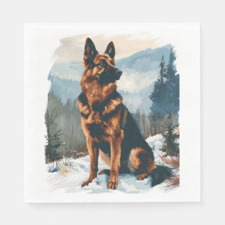 Deutsche Hirten im Winter Wonderland Serviette