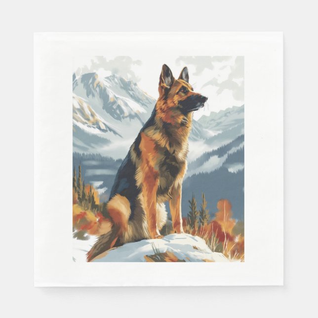 Deutsche Hirten in Icy Splendor Serviette (Vorderseite)