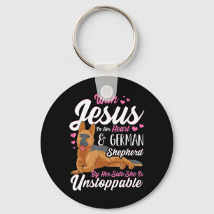Deutsche Hirten Shirts für Frauen mit Jesus in ihr Schlüsselanhänger