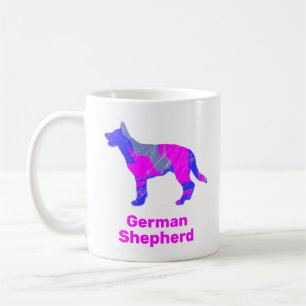 Deutsche Hirten Silhouette Pink & Blue Design Kaffeetasse