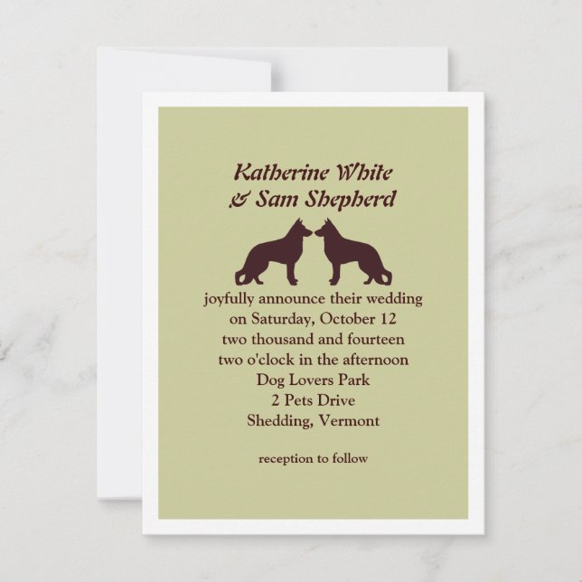 Deutsche Hirten Silhouetten Hochzeitseinladung Einladung (Vorderseite)