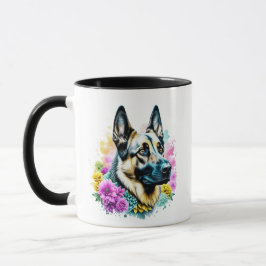 Deutsche Hirtenblume Mama Rosa und Gelbe Blumen Tasse