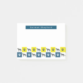 Deutsche Hirtenhunde & Paw Gelb & Blau Grid Post-it Klebezettel