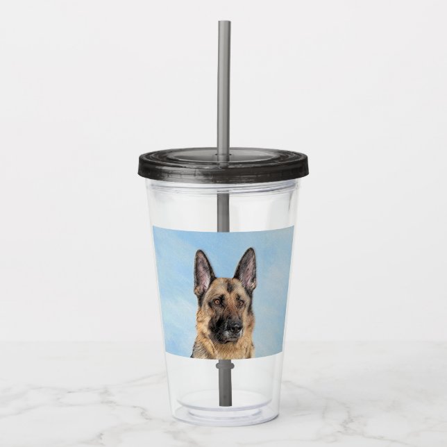 Deutsche Hirtenmalerei - Niedliche Original Hunde- Acryltrinkbecher (Vorderseite)