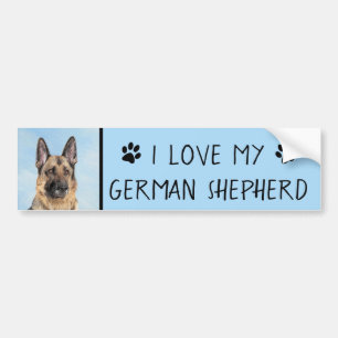 Deutsche Hirtenmalerei - Niedliche Original Hunde- Autoaufkleber
