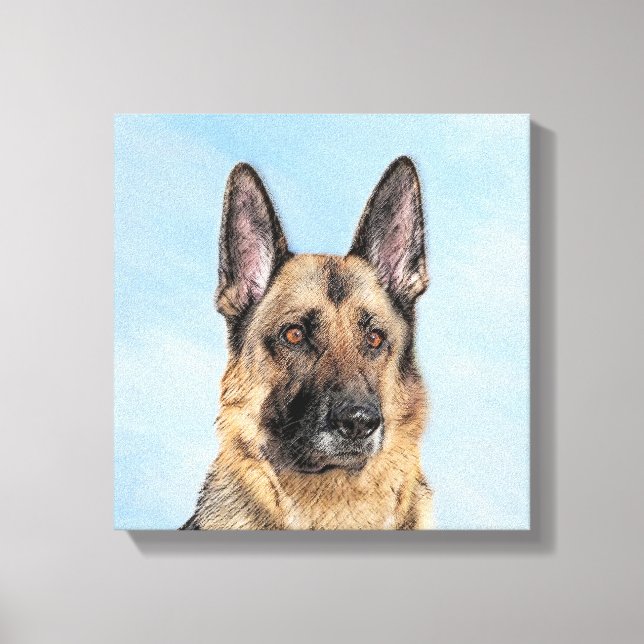Deutsche Hirtenmalerei - Niedliche Original Hunde- Leinwanddruck (Vorderseite)