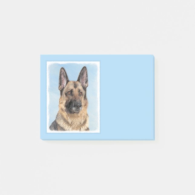 Deutsche Hirtenmalerei - Niedliche Original Hunde- Post-it Klebezettel (Vorderseite)