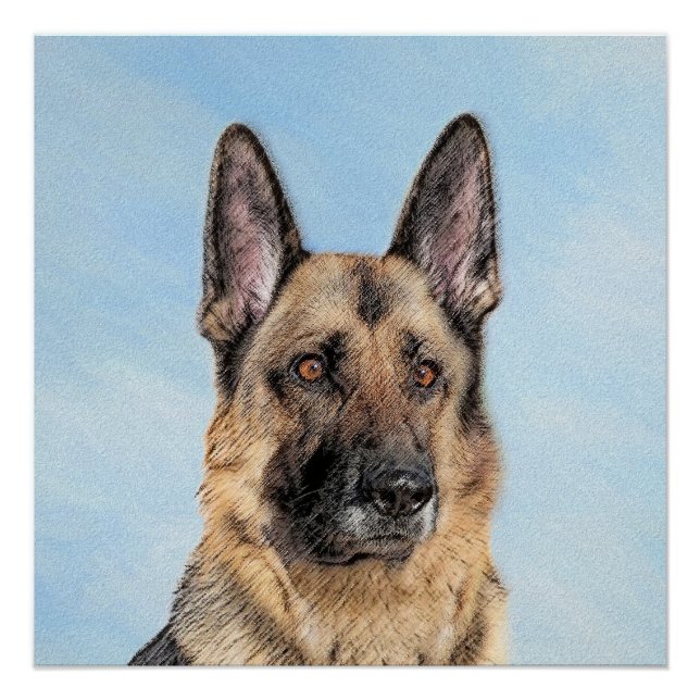 Deutsche Hirtenmalerei - Niedliche Original Hunde- Poster (Vorderseite)
