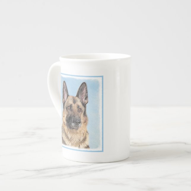 Deutsche Hirtenmalerei - Niedliche Original Hunde- Prozellantasse (Vorderseite Links)