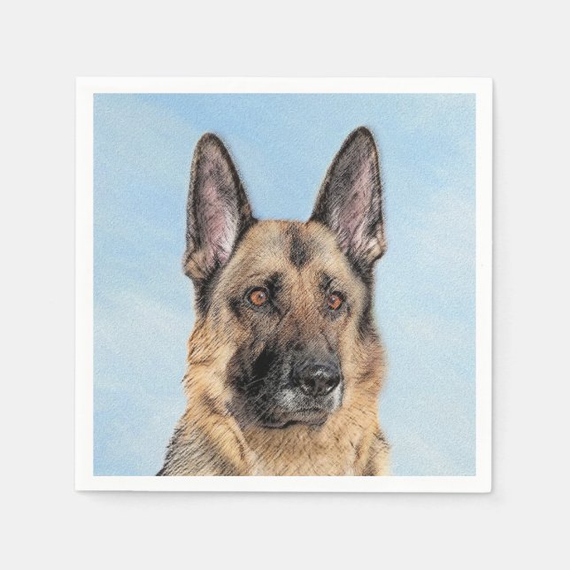 Deutsche Hirtenmalerei - Niedliche Original Hunde- Serviette (Vorderseite)