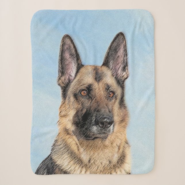 Deutsche Hirtenmalerei - Niedliche Original Hunde- Sherpadecke (Vorderseite)