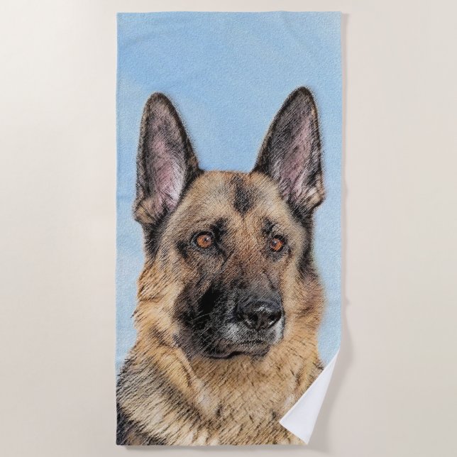 Deutsche Hirtenmalerei - Niedliche Original Hunde- Strandtuch (Vorderseite)
