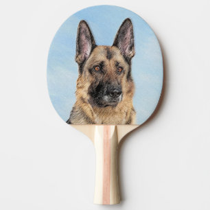 Deutsche Hirtenmalerei - Niedliche Original Hunde- Tischtennis Schläger