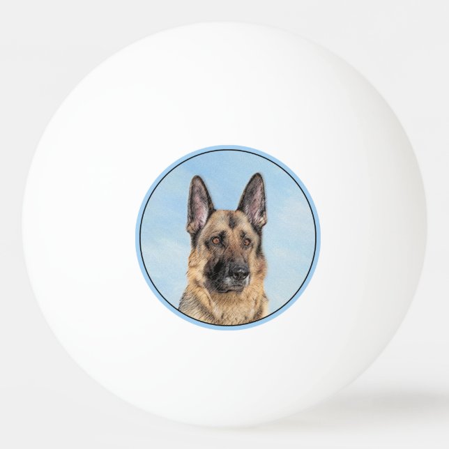 Deutsche Hirtenmalerei - Niedliche Original Hunde- Tischtennisball (Vorderseite)