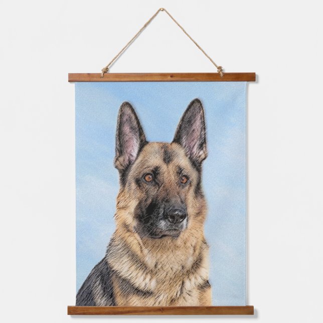 Deutsche Hirtenmalerei - Niedliche Original Hunde- Wandteppich Mit Holzrahmen (Vorderseite)