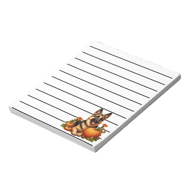 Deutsche Hirtenruhe mit Pumpkins und Blume Notizblock (Rotiert)