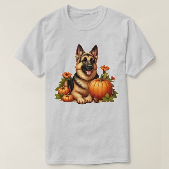 Deutsche Hirtenruhe mit Pumpkins und Blume T-Shirt (Design vorne)