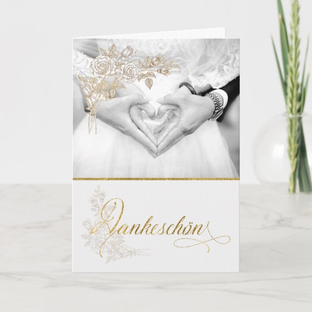 DEUTSCHE Hochzeit Vielen Dank Imitate Gold Leaf Karte (Vorderseite)
