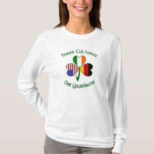 Deutsche Irische Amerikanische Flaggen Shamrock Pe T-Shirt